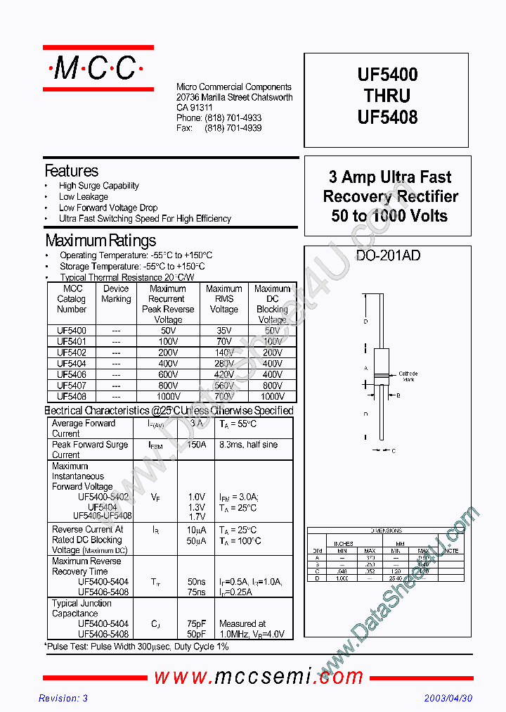 UF5400_3103927.PDF Datasheet