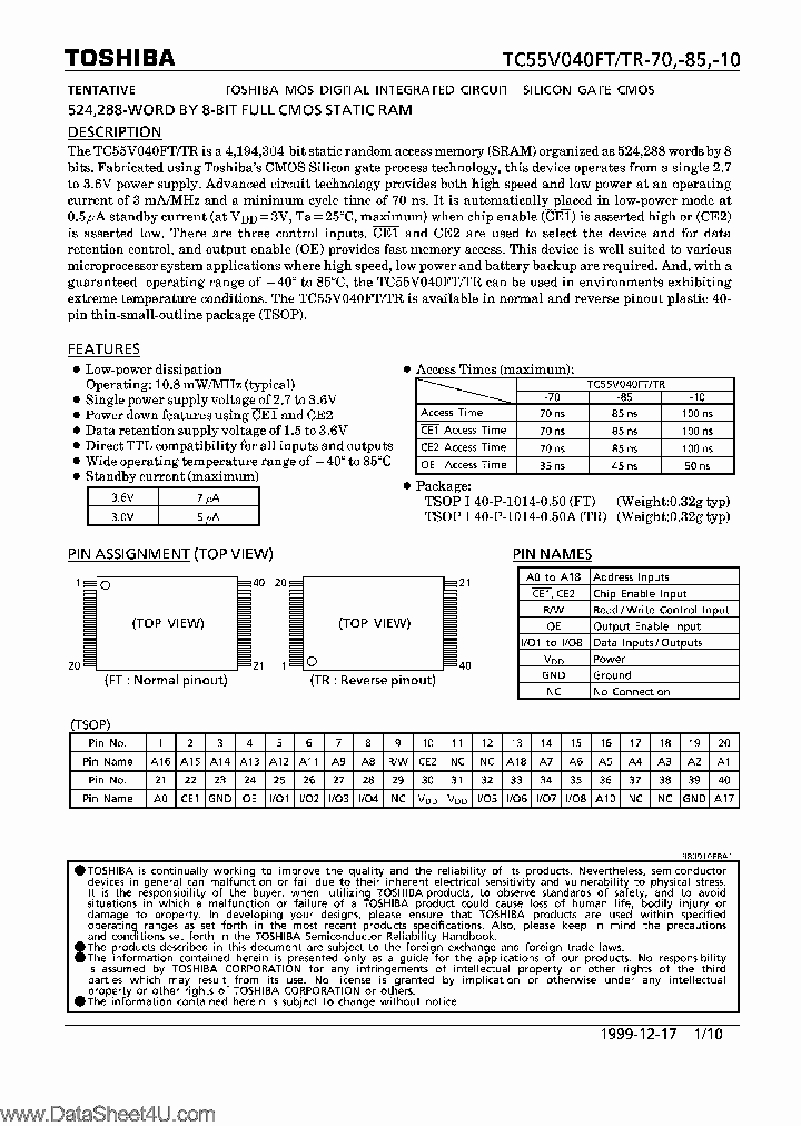 TC55V040FT_3105807.PDF Datasheet