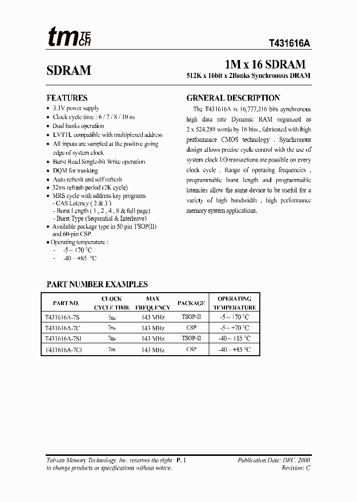 T431616A-7C_3145592.PDF Datasheet