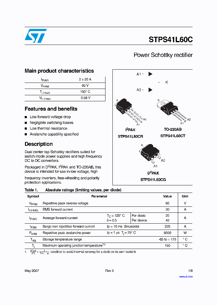 STPS41L60CT_3166840.PDF Datasheet