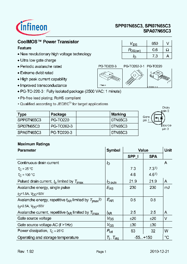 SPP07N65C310_3171467.PDF Datasheet