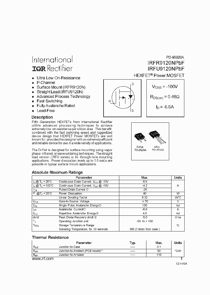 IRFR9120NPBF_3212071.PDF Datasheet