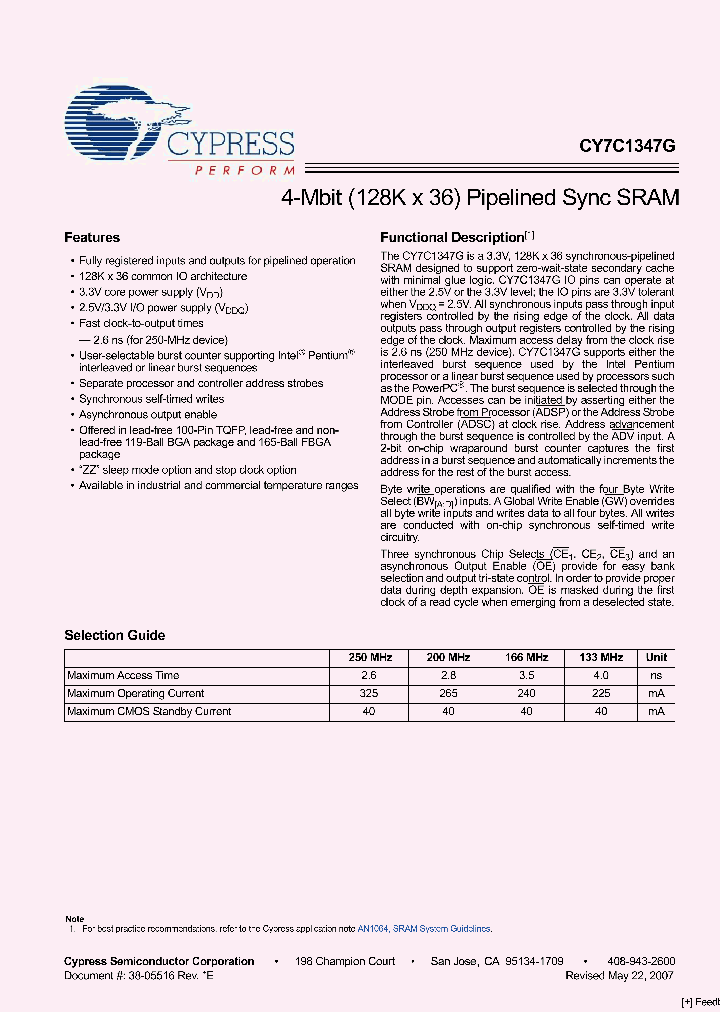 CY7C1347G-200AXC_3278600.PDF Datasheet