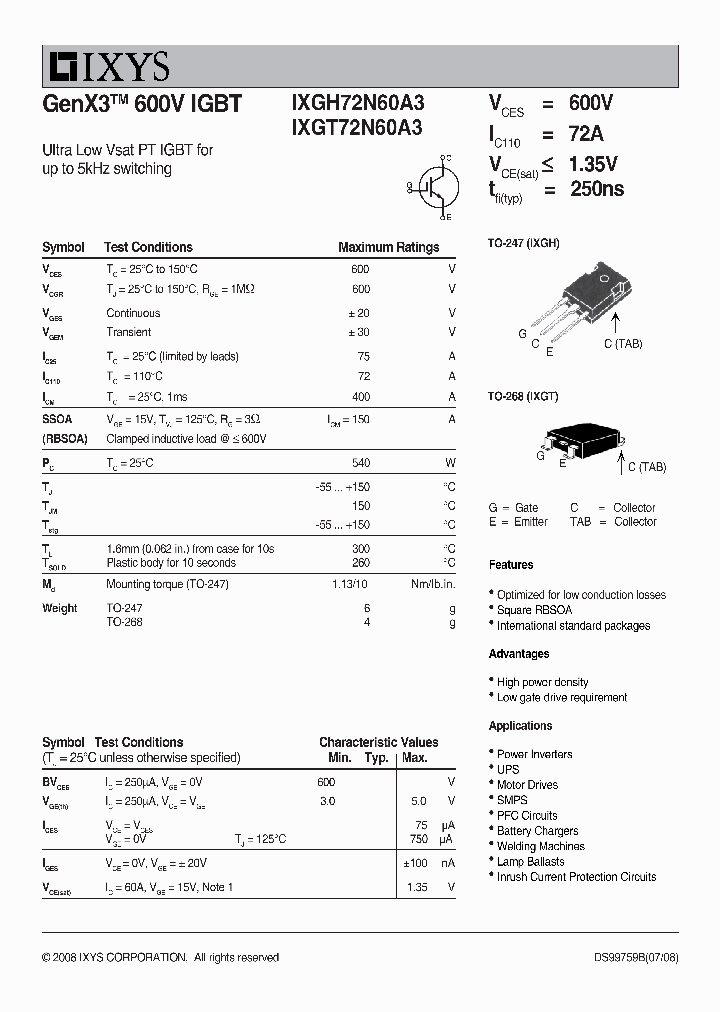 IXGH72N60A3_3314361.PDF Datasheet