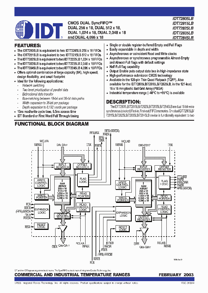 IDT72805LB10BGI_3321167.PDF Datasheet