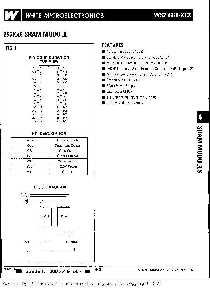 WS-256K8-70CC_3366236.PDF Datasheet