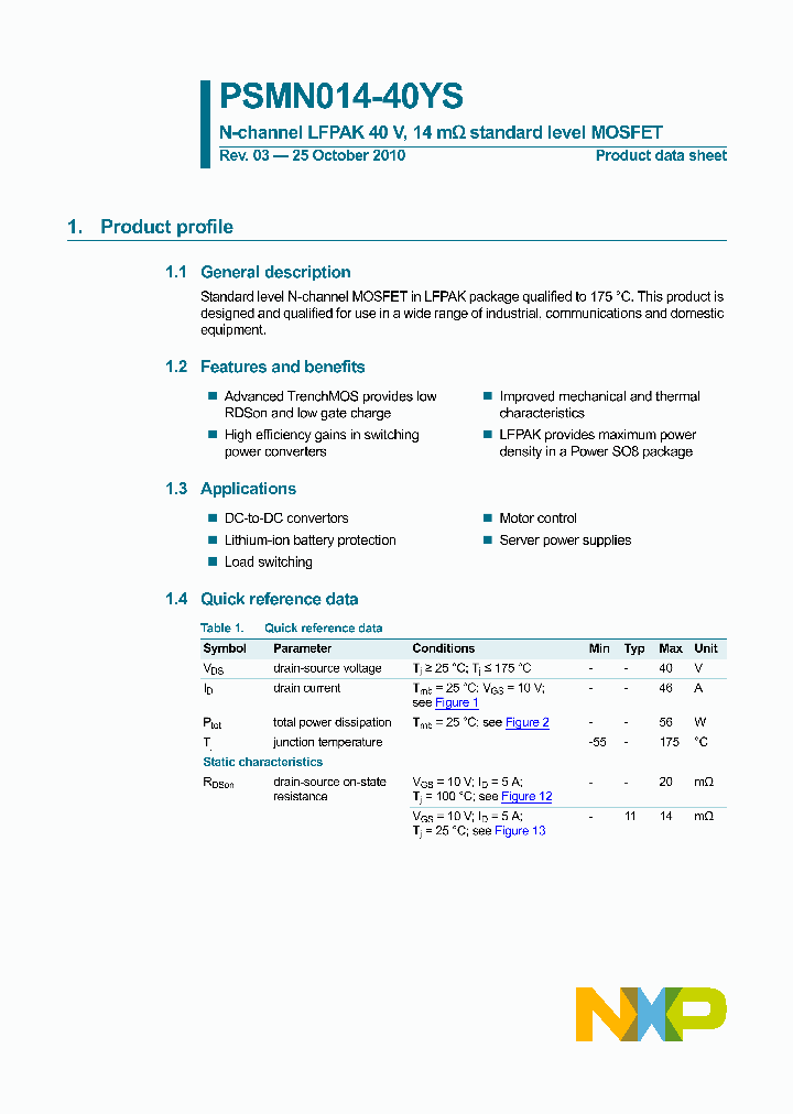 PSMN014-40YS_3399311.PDF Datasheet