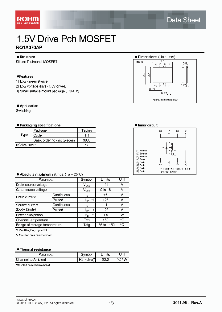 RQ1A070AP_3462340.PDF Datasheet