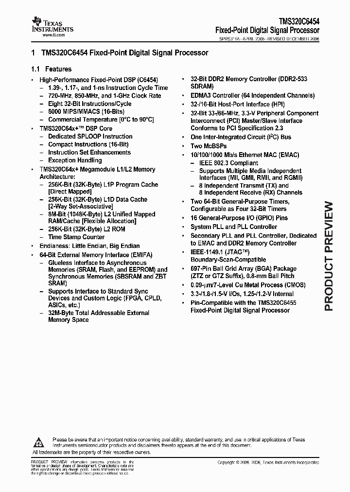 TMS320C6454_3483946.PDF Datasheet