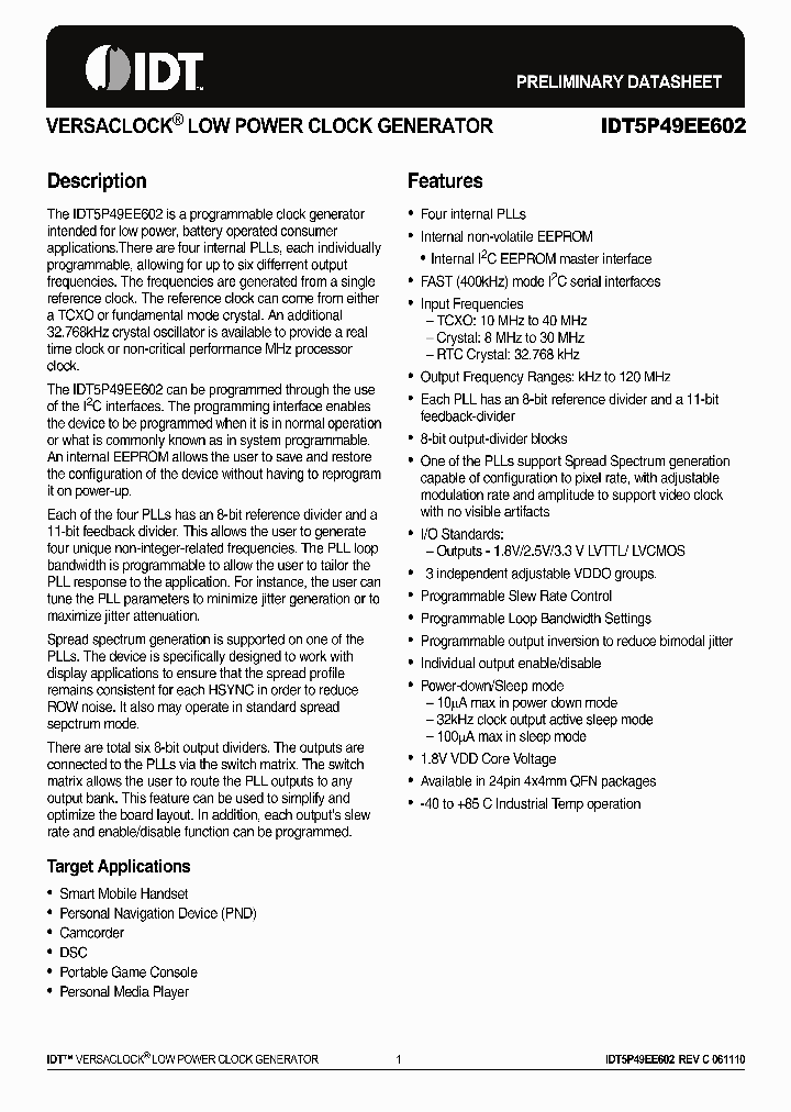 5P49EE602NLGI_3622130.PDF Datasheet