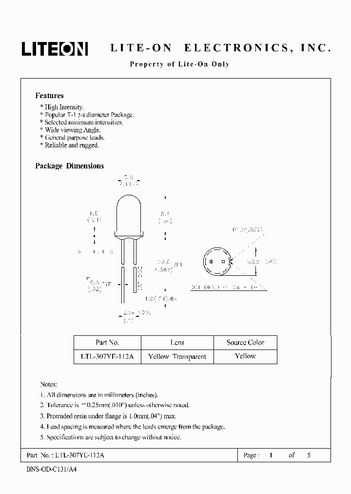 LTL-307YE-112A_3645407.PDF Datasheet