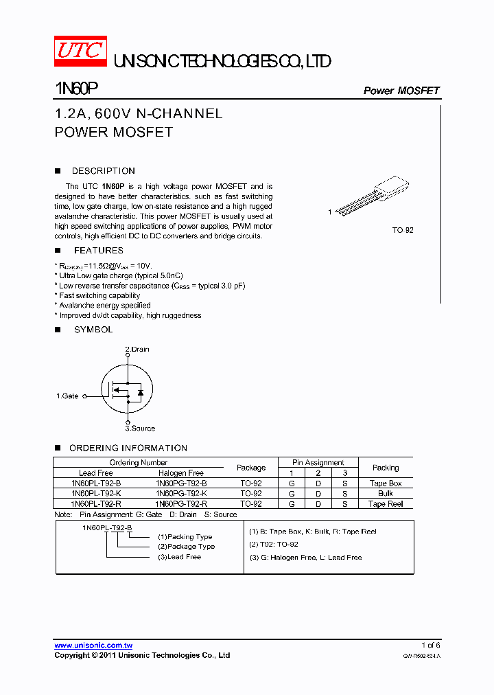 1N60PG-T92-B_3696929.PDF Datasheet