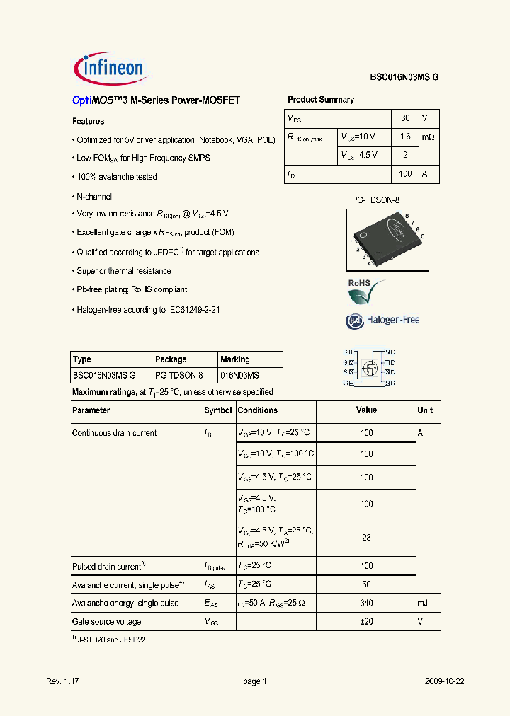 BSC016N03MSG_3702229.PDF Datasheet