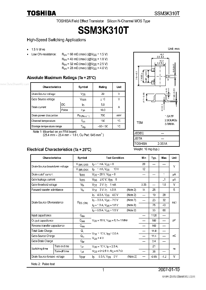 SSM3K310T_3832101.PDF Datasheet