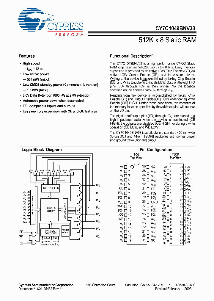 CY7C1049BNV33-12VIT_3792680.PDF Datasheet