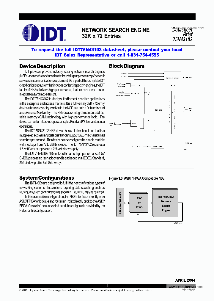 IDT75N43102_4103207.PDF Datasheet
