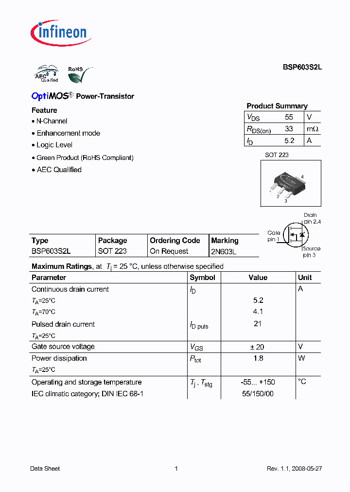 BSP603S2L_3853769.PDF Datasheet