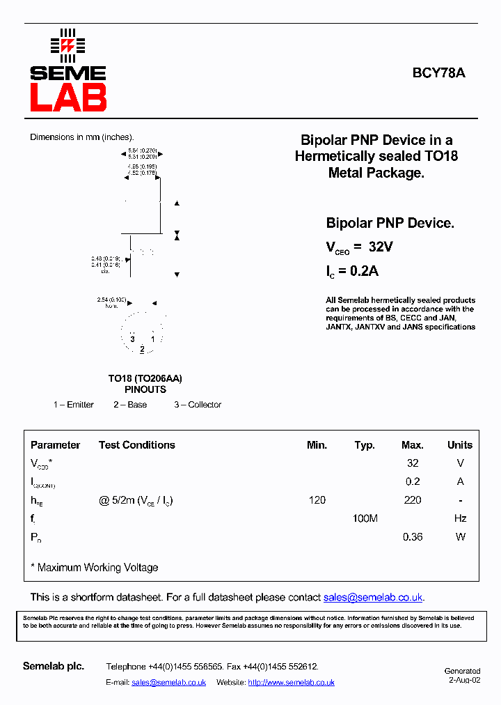 BCY78AMODG4_3896882.PDF Datasheet