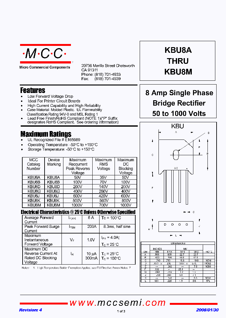 KBU8J-BP_3902108.PDF Datasheet