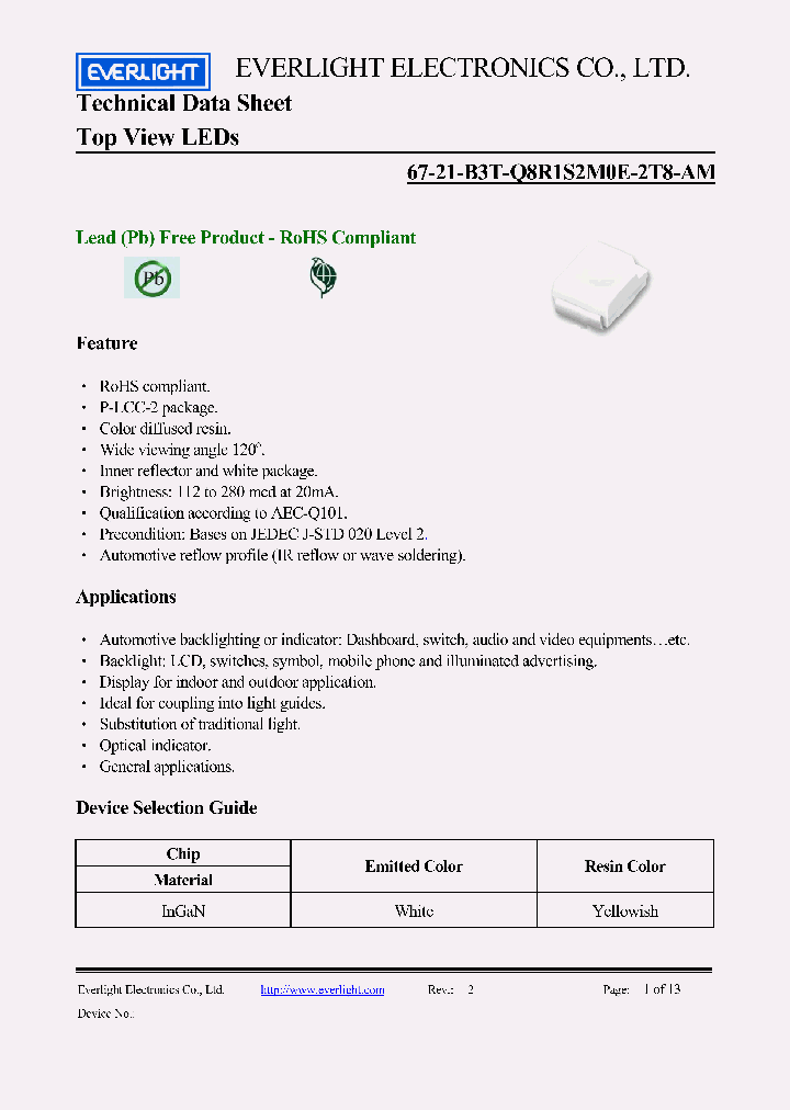 67-21-B3T-Q8R1S2M0E-2T8-AM_3911127.PDF Datasheet