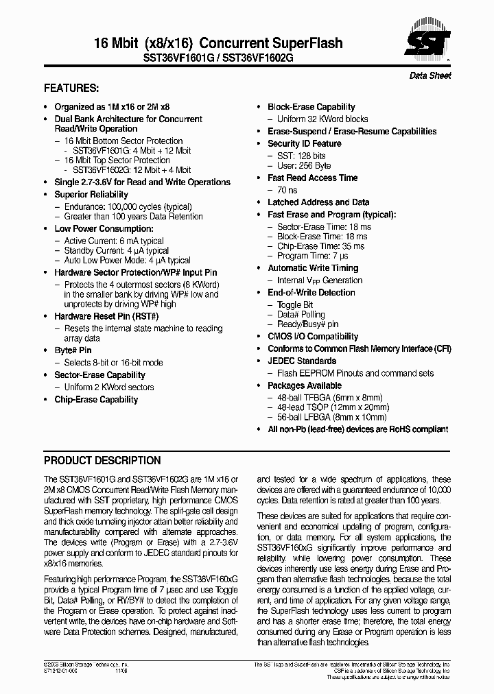 SST36VF1602G-70-4I-EKE_4074076.PDF Datasheet