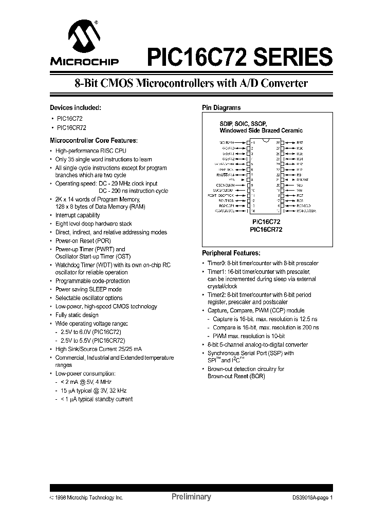 PIC16C72-20SO_4233359.PDF Datasheet