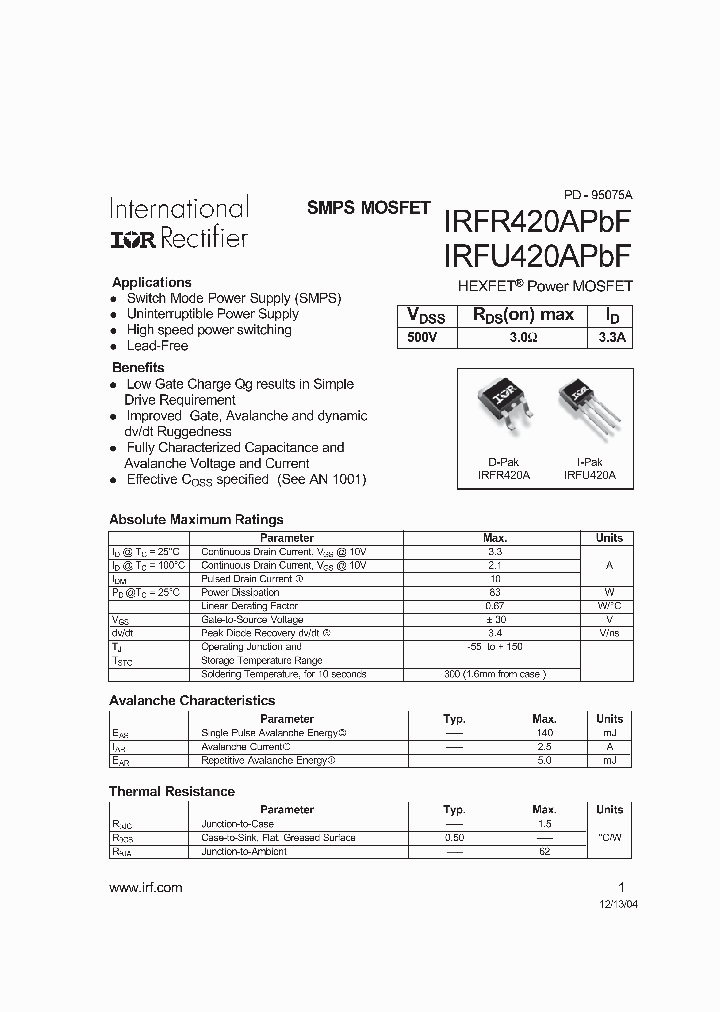 IRFR420APBF_4127035.PDF Datasheet