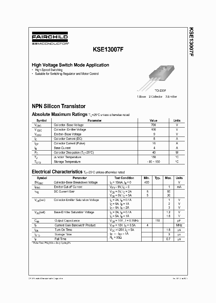 KSE13007FH1SMTU_4178073.PDF Datasheet