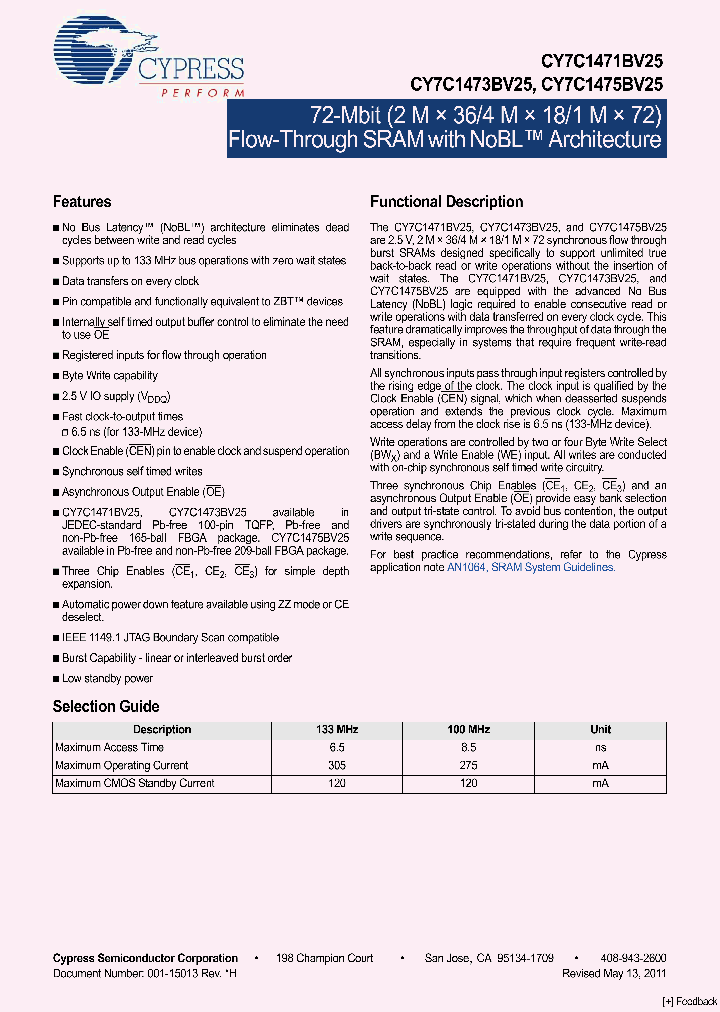 CY7C1475BV25_4269972.PDF Datasheet