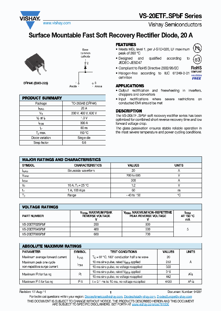 20ETF02STRLPBF_4283610.PDF Datasheet