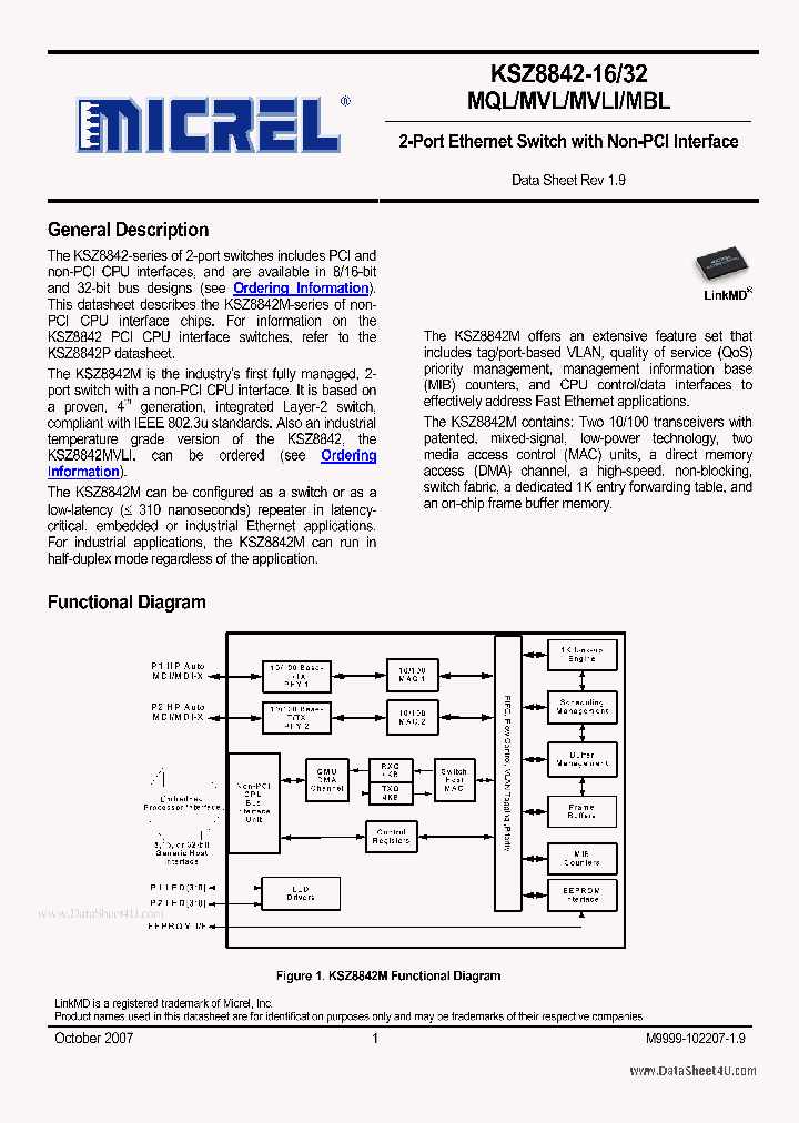 KSZ8842-16MBL_4303676.PDF Datasheet