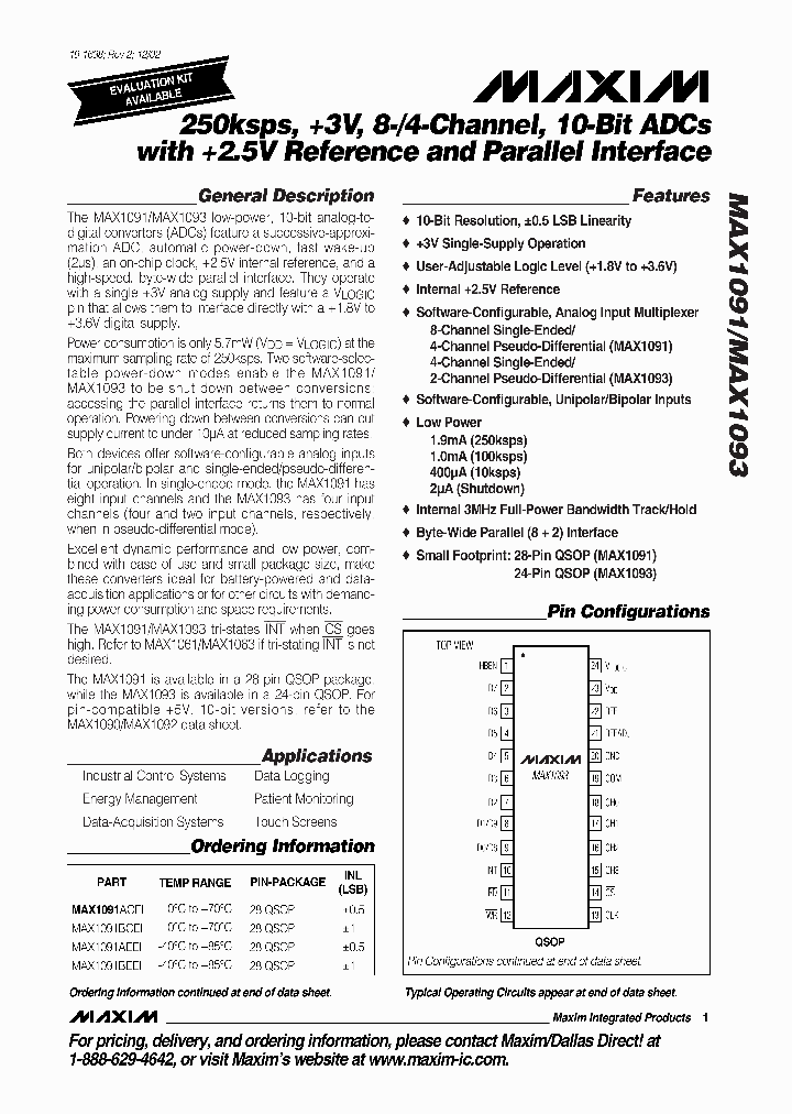 MAX1093ACEG_4319730.PDF Datasheet