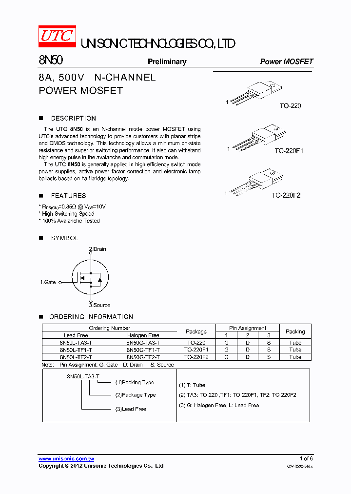 8N50L-TF2-T_4332637.PDF Datasheet