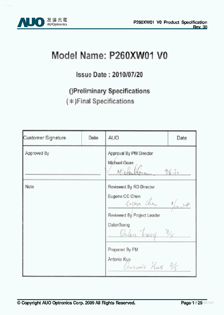 P260XW01_4380488.PDF Datasheet