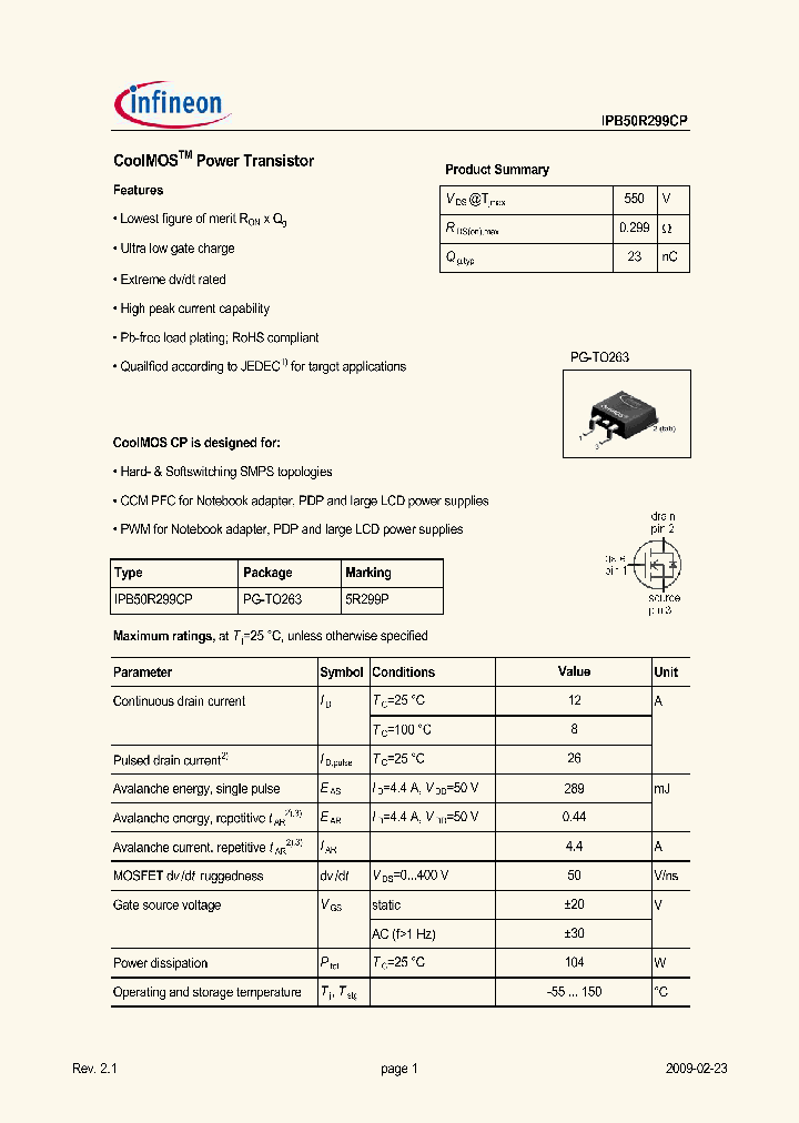 IPB50R299CP_4396249.PDF Datasheet