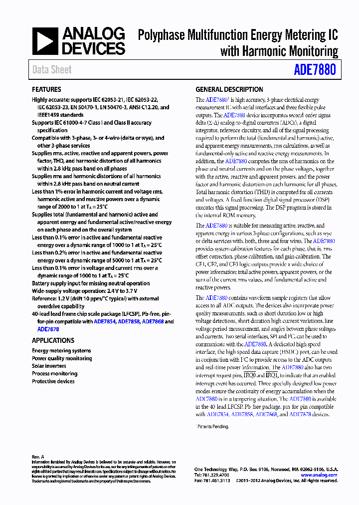 ADE7880ACPZ_4401499.PDF Datasheet