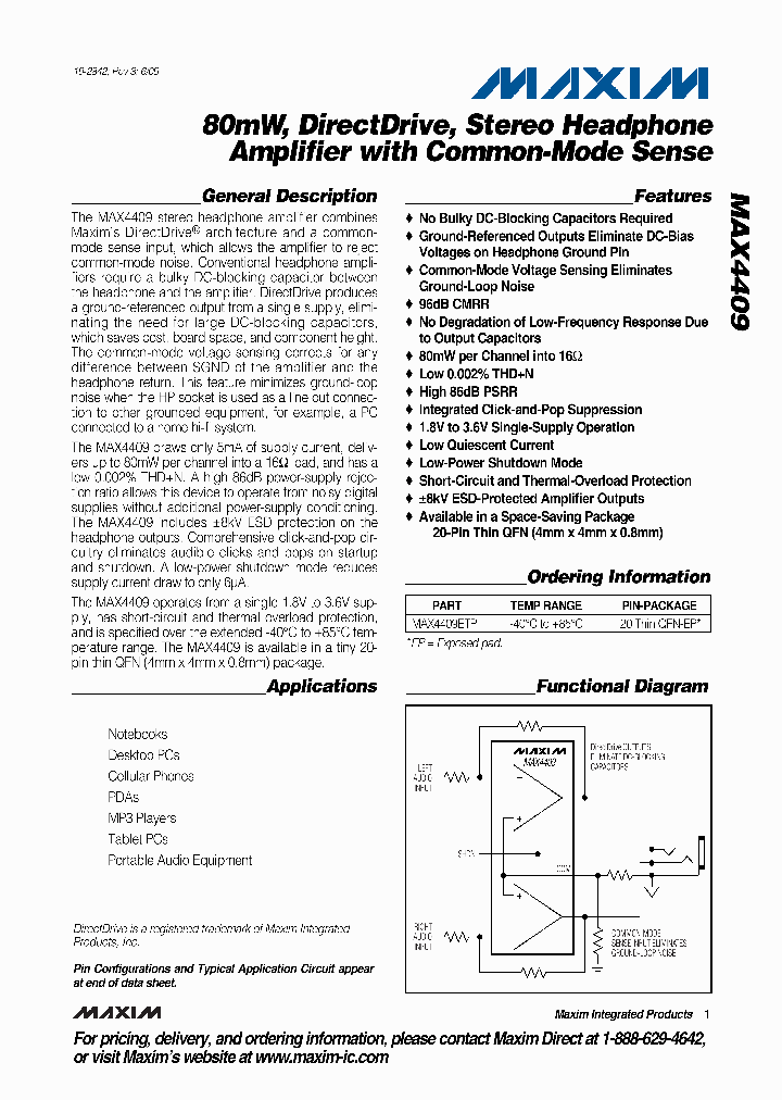 MAX4409ETP_4489389.PDF Datasheet