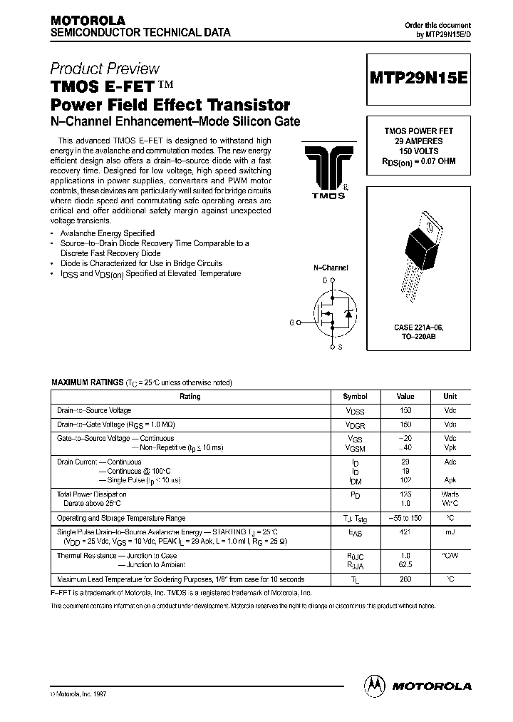 MTP29N15E_4499719.PDF Datasheet