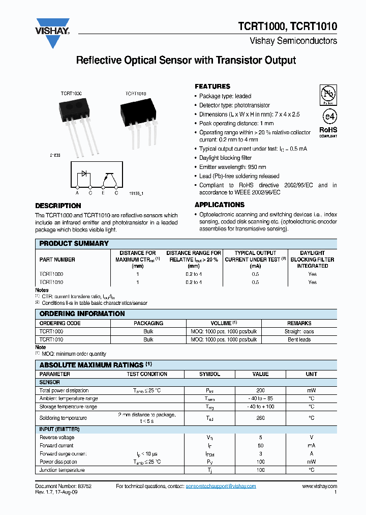 TCRT100009_4507948.PDF Datasheet