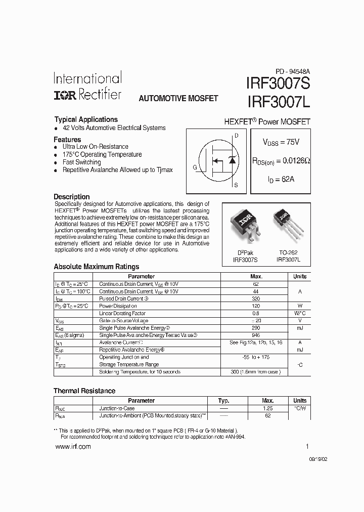 IRF3007S_4529831.PDF Datasheet