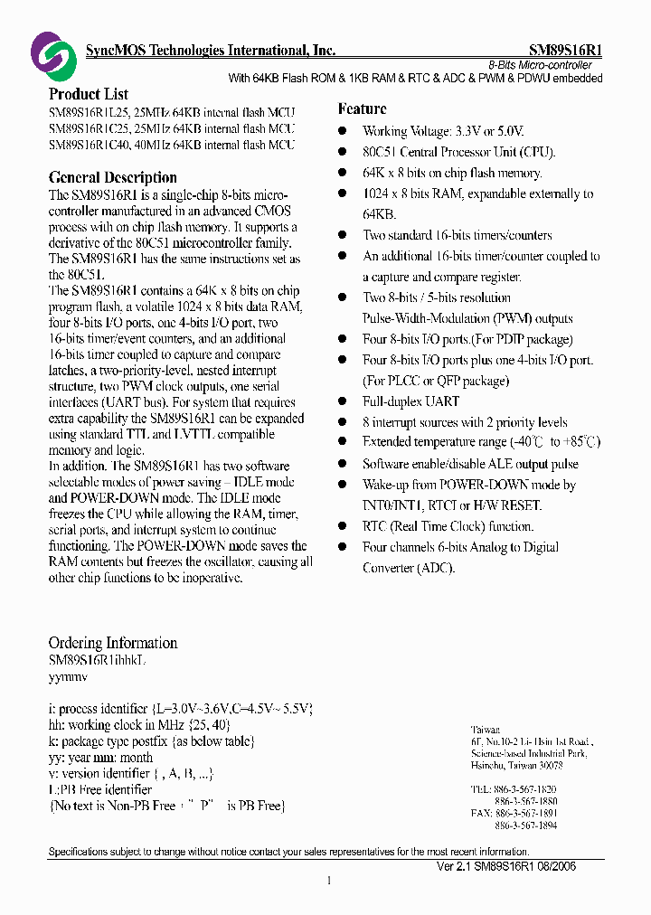 SM89S16R1L25_4569822.PDF Datasheet