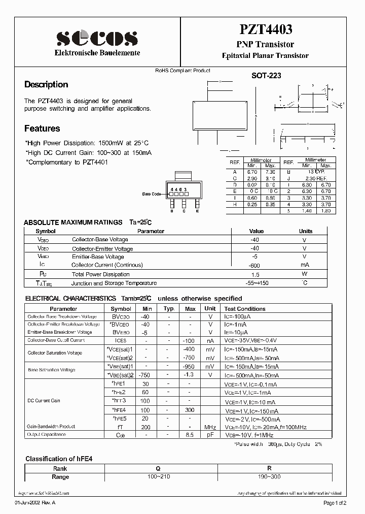 PZT4403_4582583.PDF Datasheet