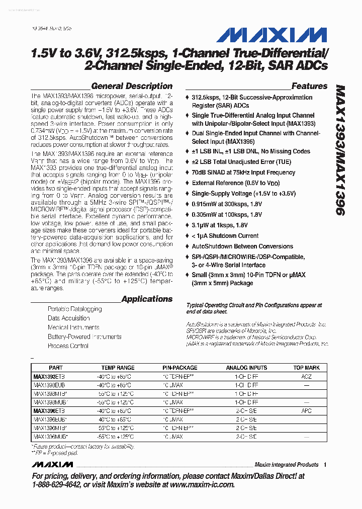 MAX1393_4593020.PDF Datasheet