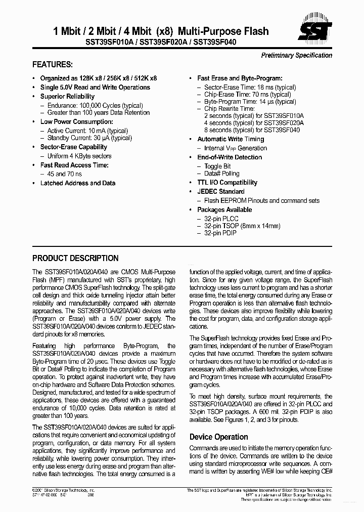 39SF010A_4606289.PDF Datasheet