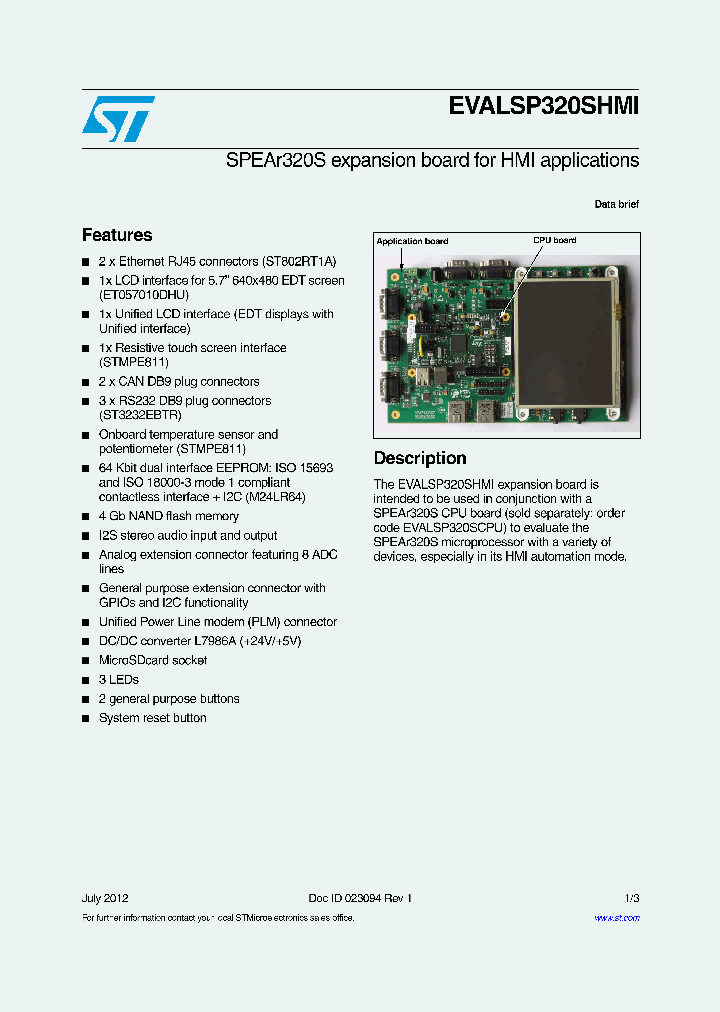 EVALSP320SHMI_4637745.PDF Datasheet