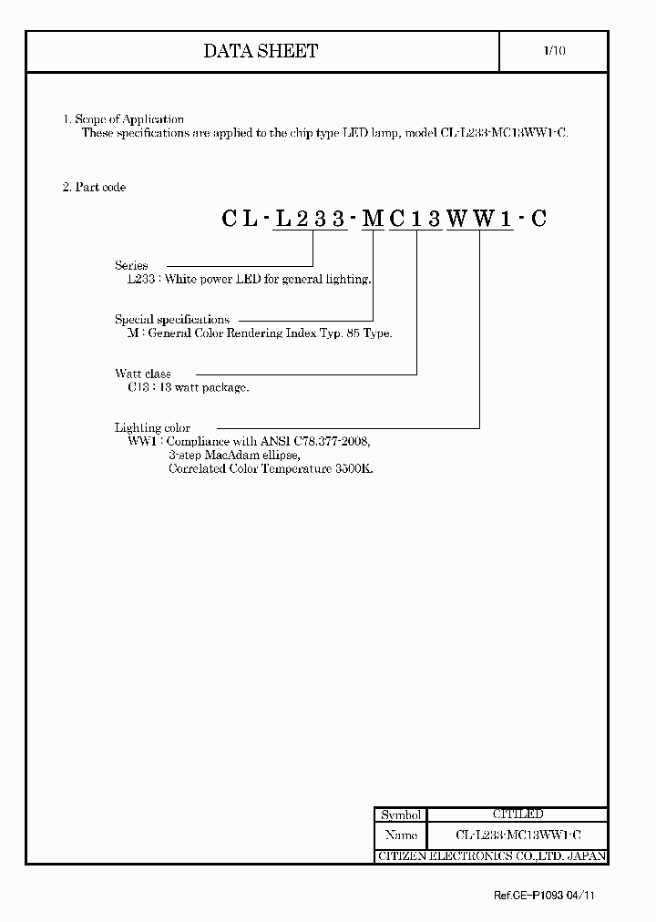 CL-L233-MC13WW1-C11_4638564.PDF Datasheet