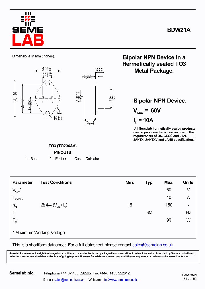 BDW21A_4639881.PDF Datasheet