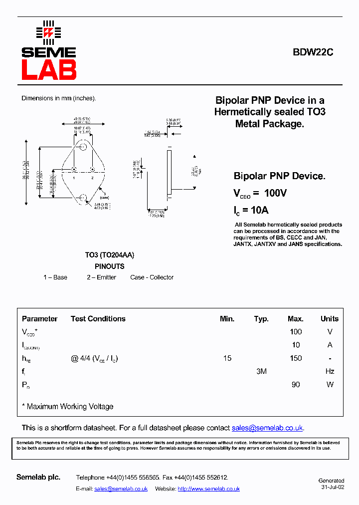 BDW22C_4639885.PDF Datasheet