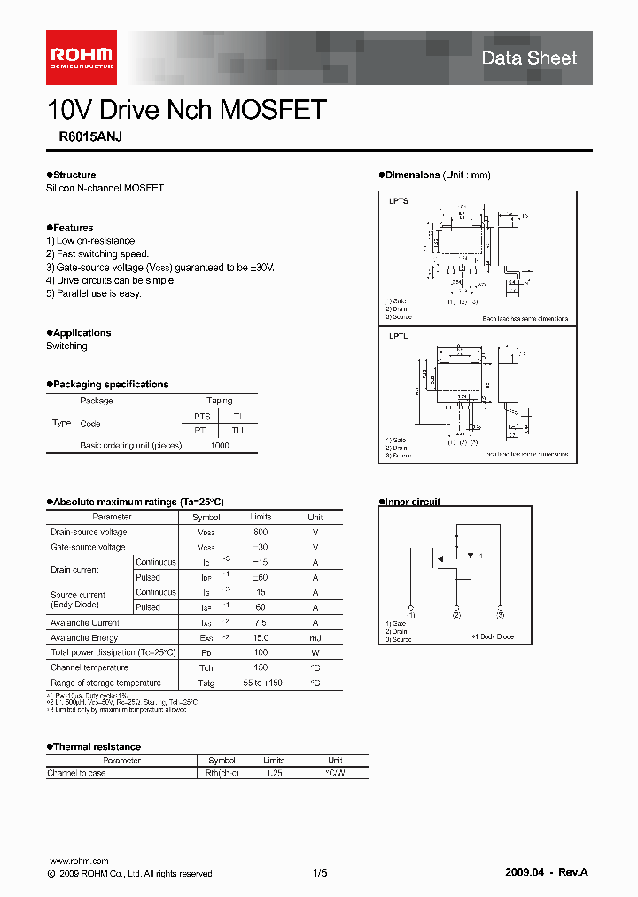 R6015ANJ_4660147.PDF Datasheet