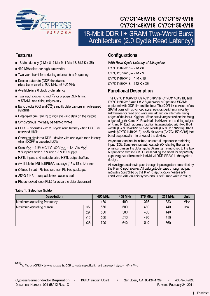 CY7C1146KV18_4665358.PDF Datasheet